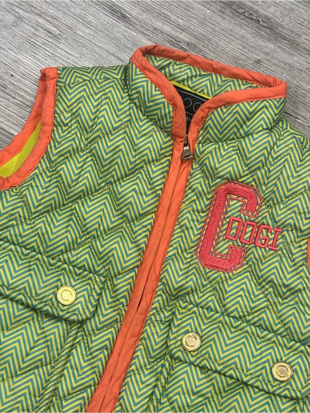 COOGI Kids Green Chevron Vest with Orange Trim girls 18m fall outdoor active - Picture 3 of 8